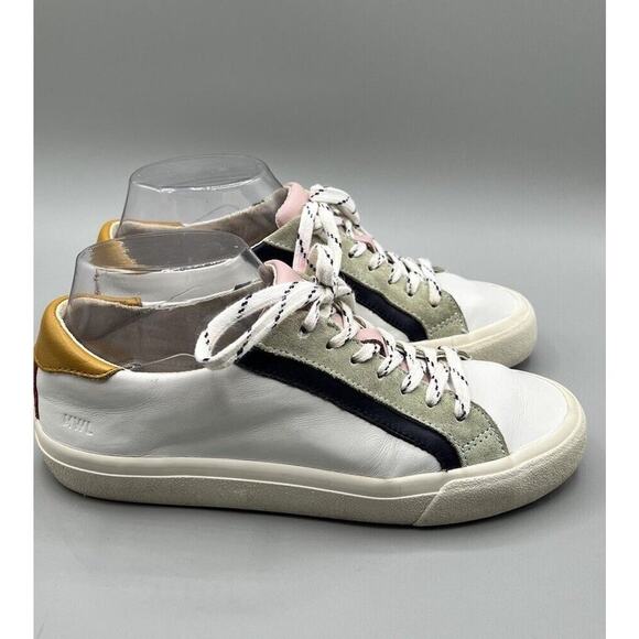Madewell Delia Sidewalk Low Top Sneakers Womens Sz 7 White Leather - Picture 1 of 12